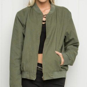 Brandy Melville Olive Green Bomber Jacket (OS)